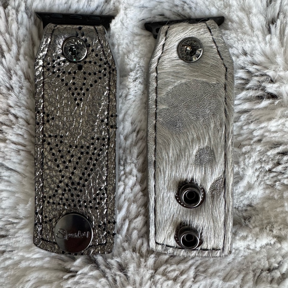 Silver and Gray Leather Watch Strap